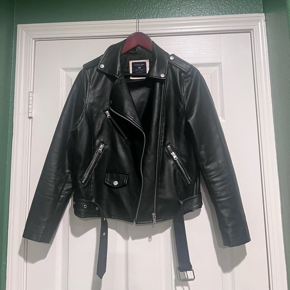 US Polo ASSN. Moto Faux Leather Jacket Medium Women’s